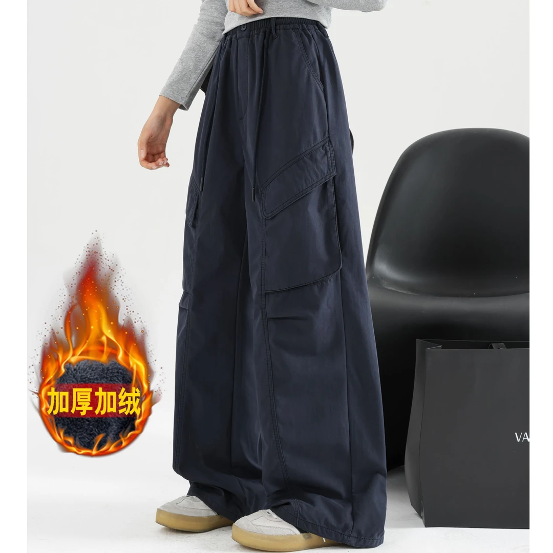 【原创】女大童加绒工装裤2025冬装新款青少年运动时尚学生休闲裤子