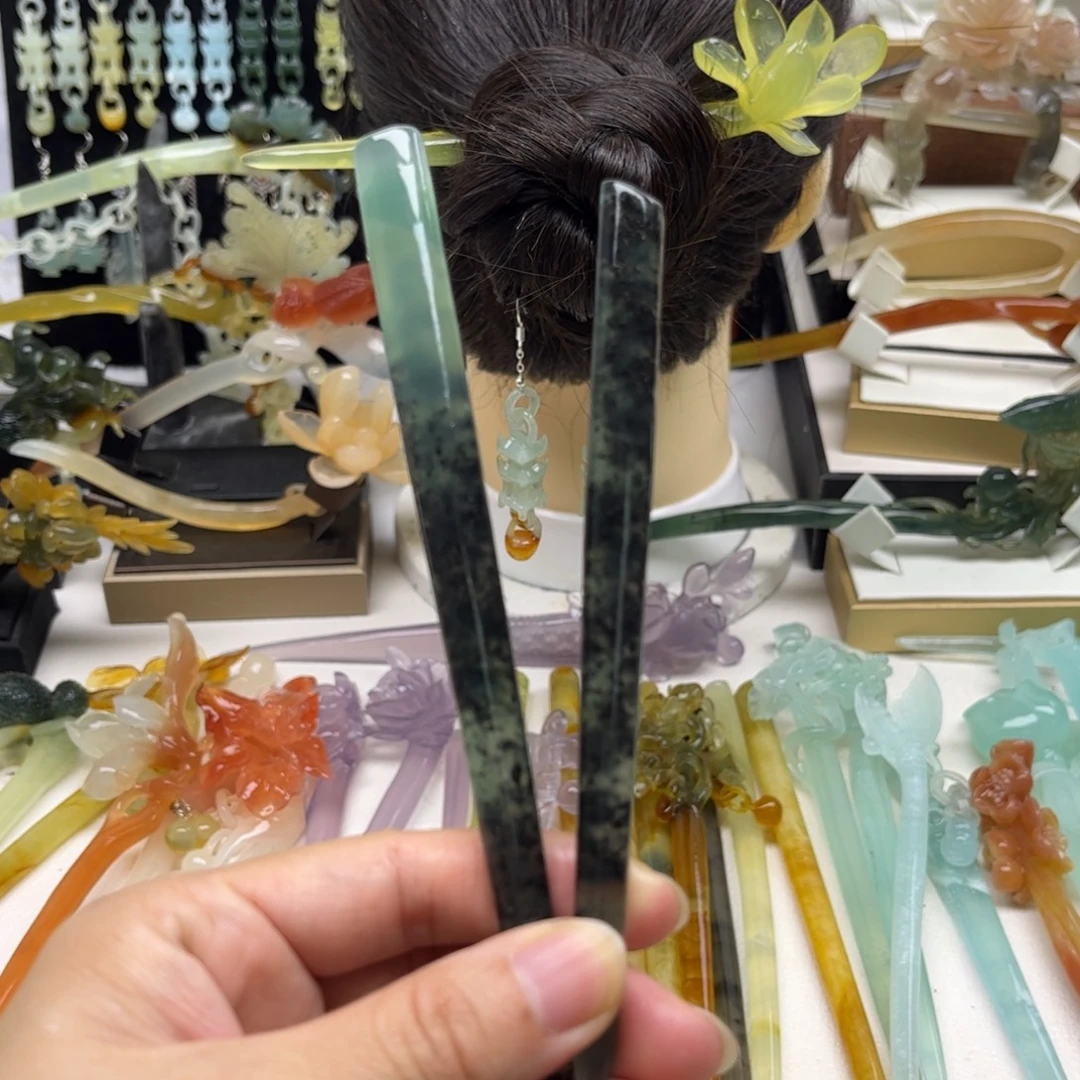 未镶嵌蛇纹石玉发簪