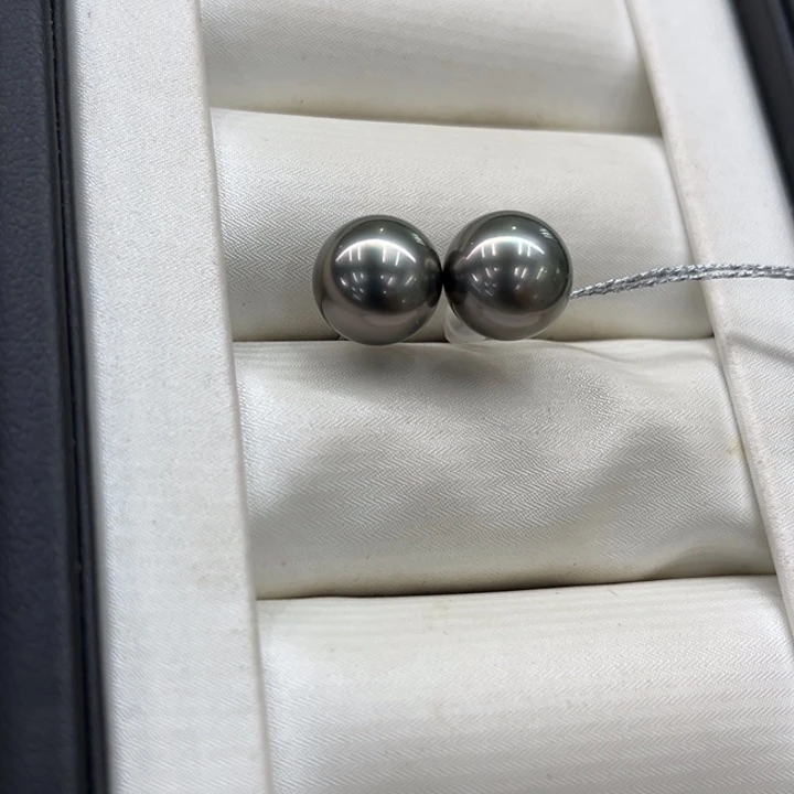 银S925镶嵌耳饰海水珍珠9-10mm47号