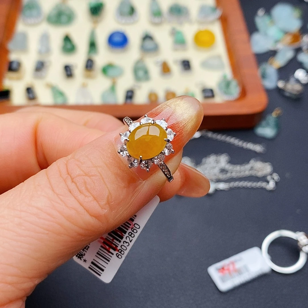 银S925镶嵌戒指翡翠