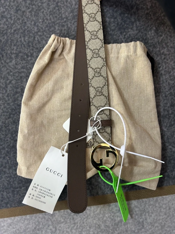 99新 GUCCI/古驰 古驰gucci老花双G金扣腰带99新