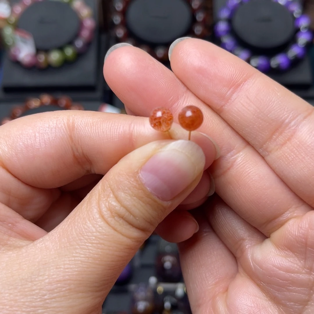 18K金镶嵌长石手链金太阳耳钉