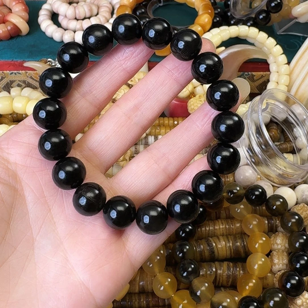 手串/手链驼骨浩**海黑驴蹄黑金12尺寸单圈