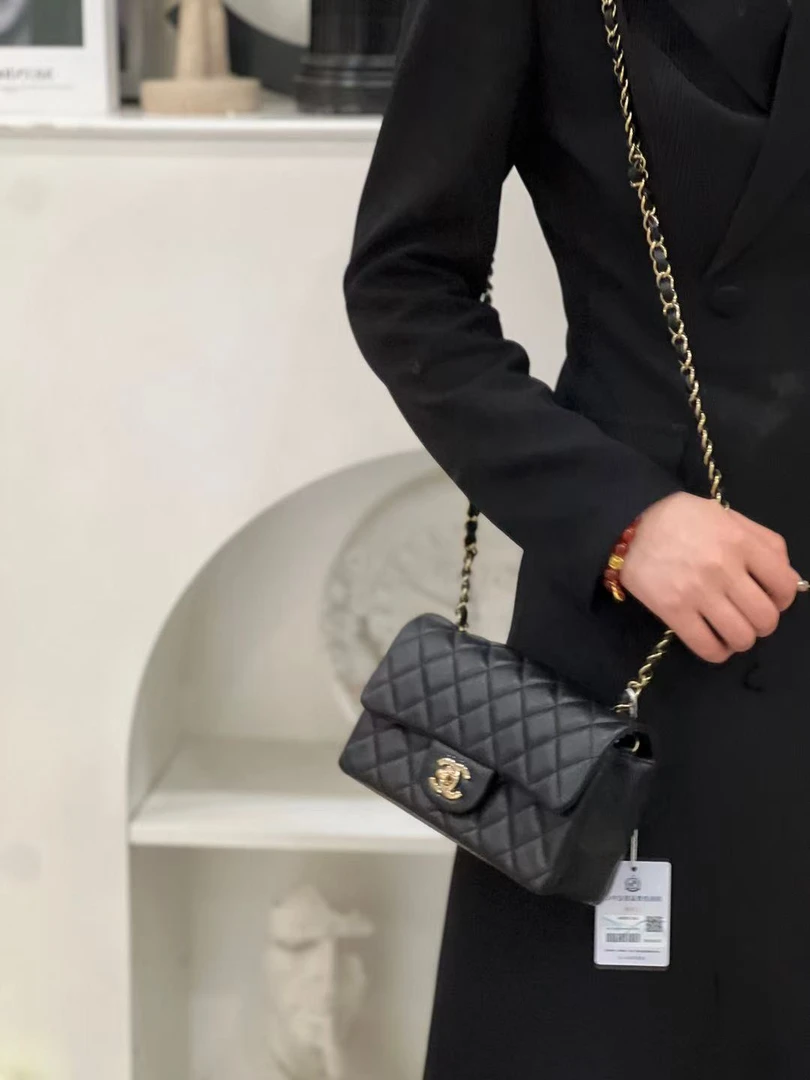 99新 Chanel/香奈儿 香奈儿大mini黑金包单肩斜挎包/公价无/甄选