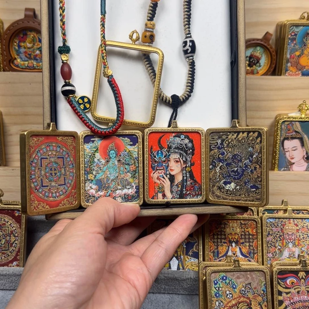 吊坠瓜*扎基拉姆大黑天绿度母坦诚双面铜壳