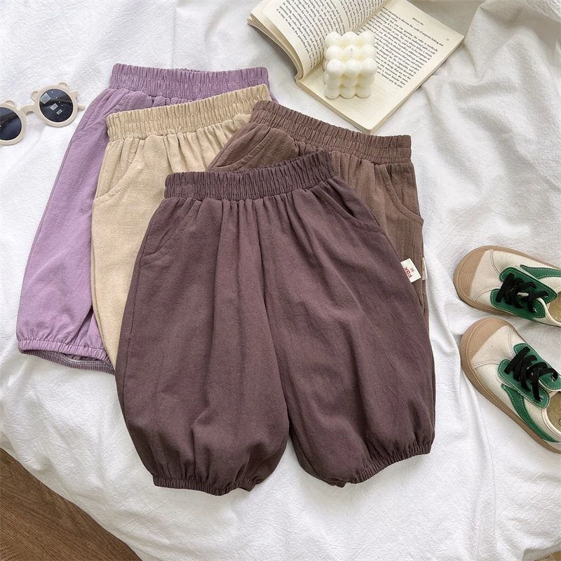 儿童棉麻七分裤男女童夏季新款韩版休闲裤子宝宝外穿百搭灯笼裤