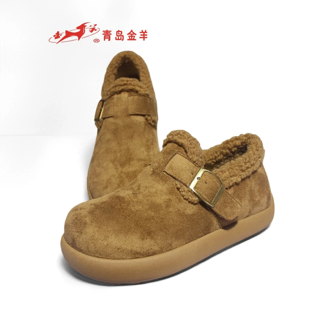 金羊冬季女士博肯鞋加厚绒款休闲风