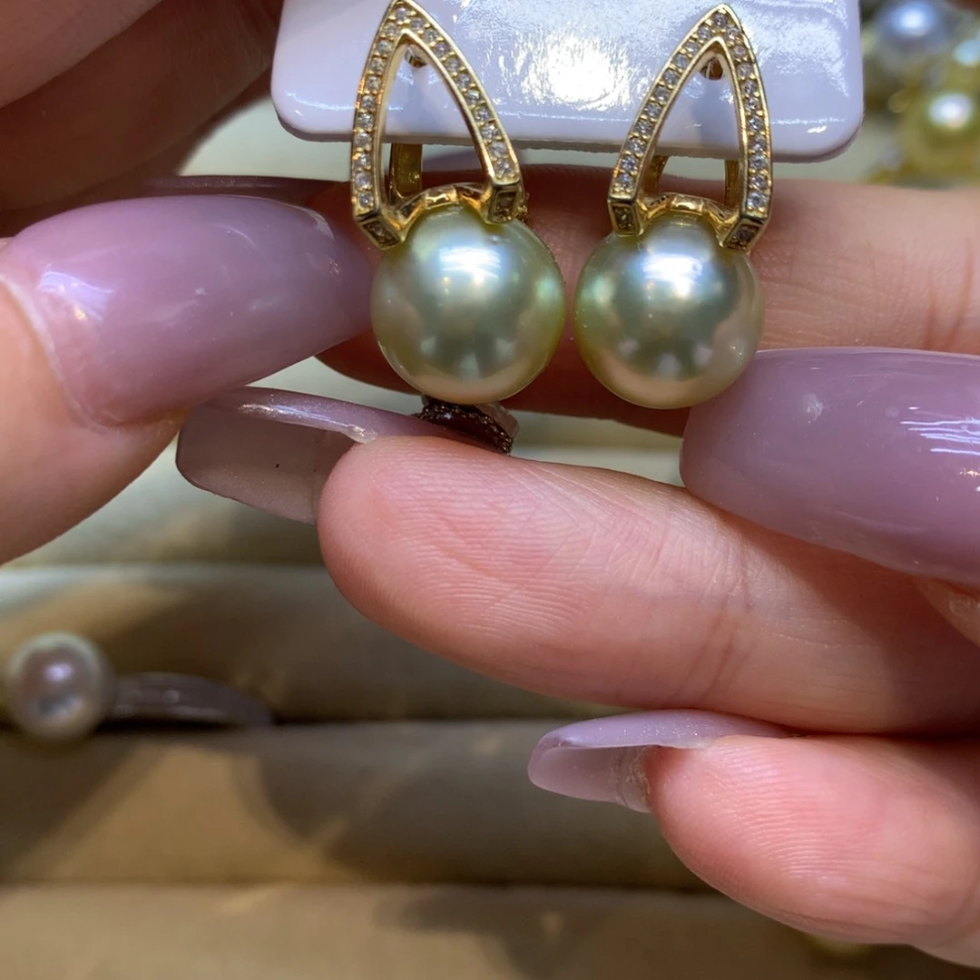 银S925镶嵌耳饰海水珍珠