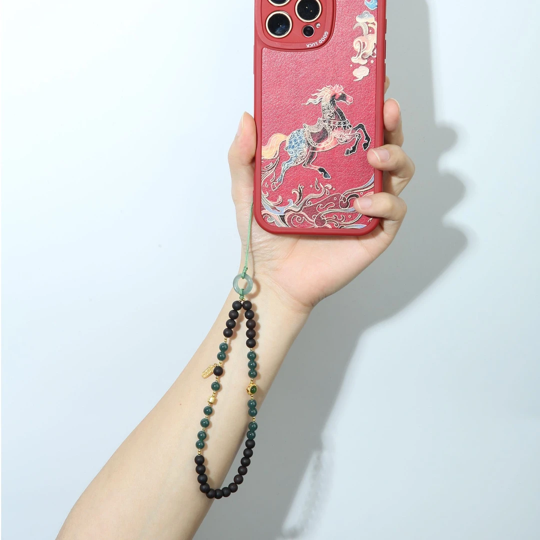 【赛里木湖】降真香6mm蓝水翡翠手机挂国风