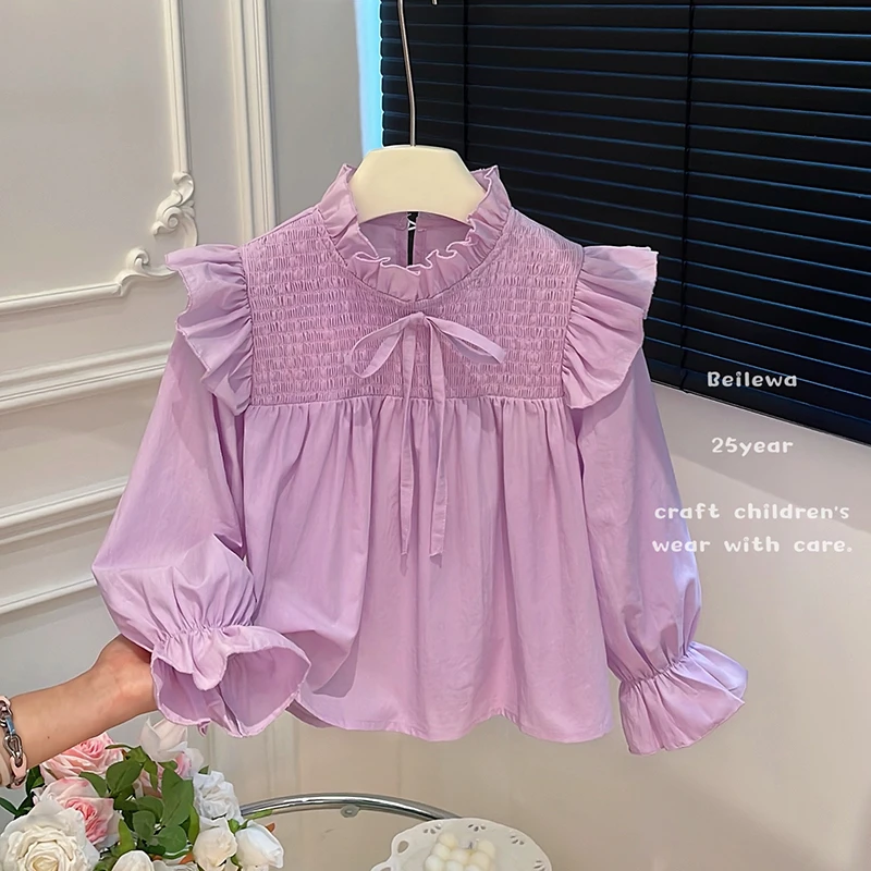 新款女童秋装韩版长袖衬衣女宝宝时尚款甜美春秋衬衫儿童洋气童装