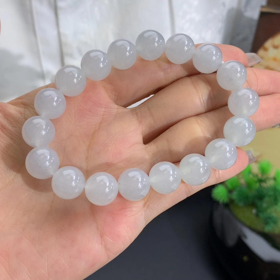 未镶嵌手链翡翠卡10.8胶润白冰手串