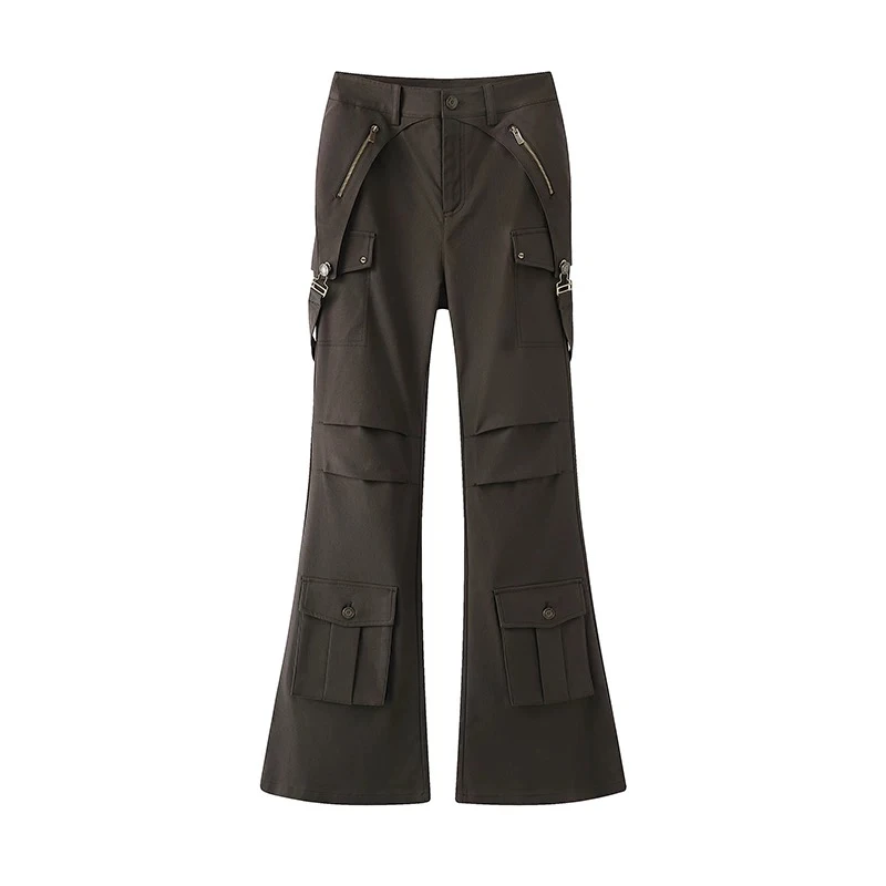 【030】2025春季新款工装裤多口袋显瘦喇叭裤