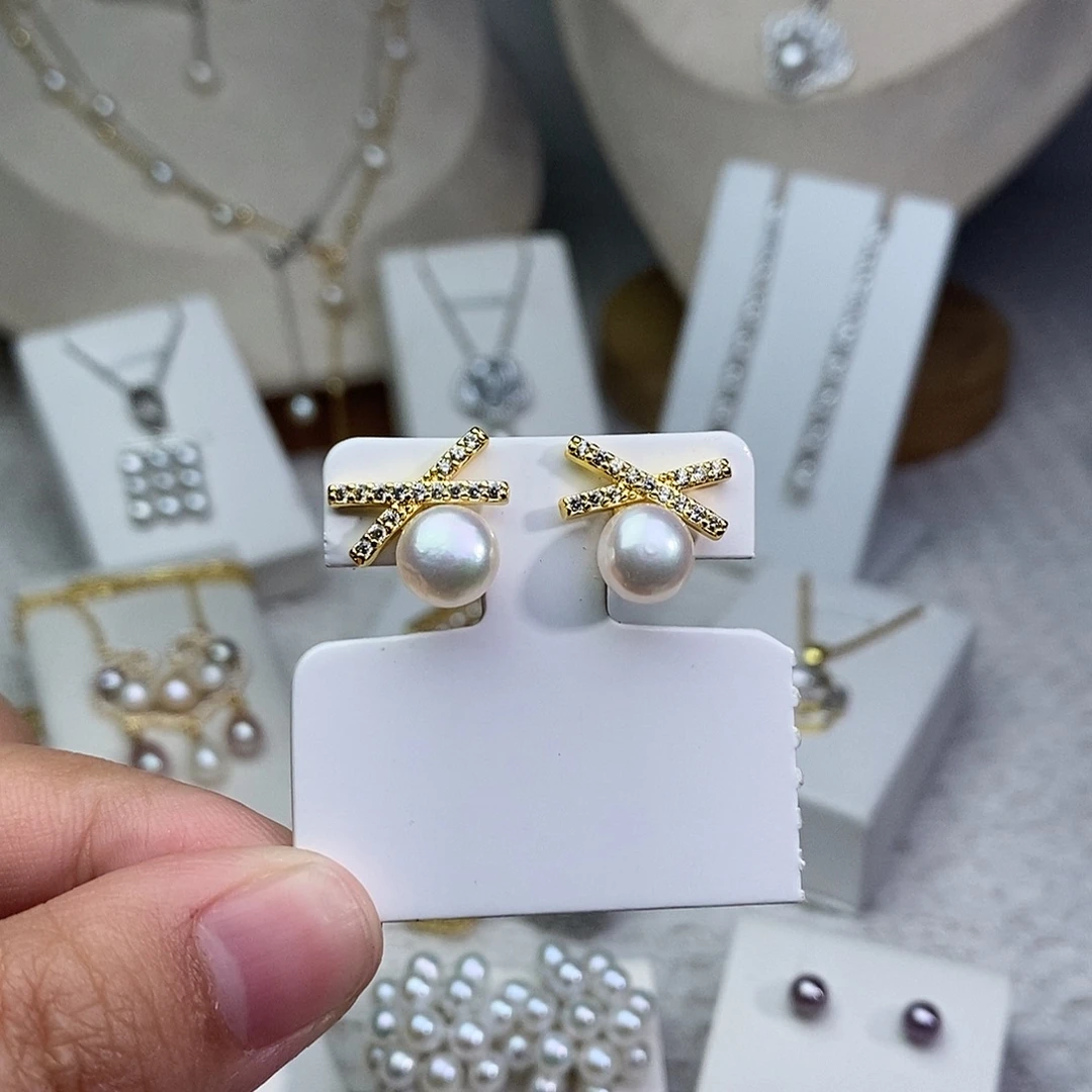 耳饰淡水珍珠银S925镶嵌