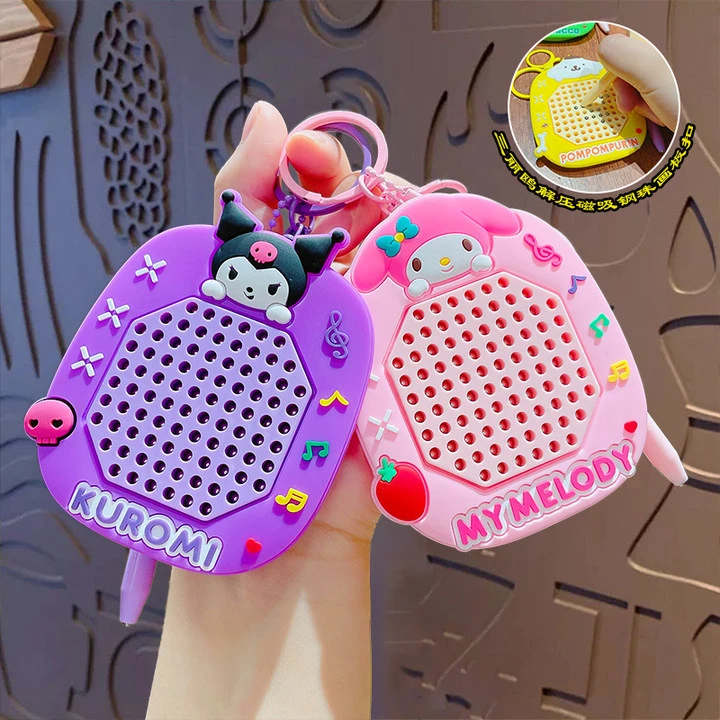 卡通三丽鸥解压磁吸钢珠画板钥匙扣挂饰情侣书包钥匙链挂件小礼品