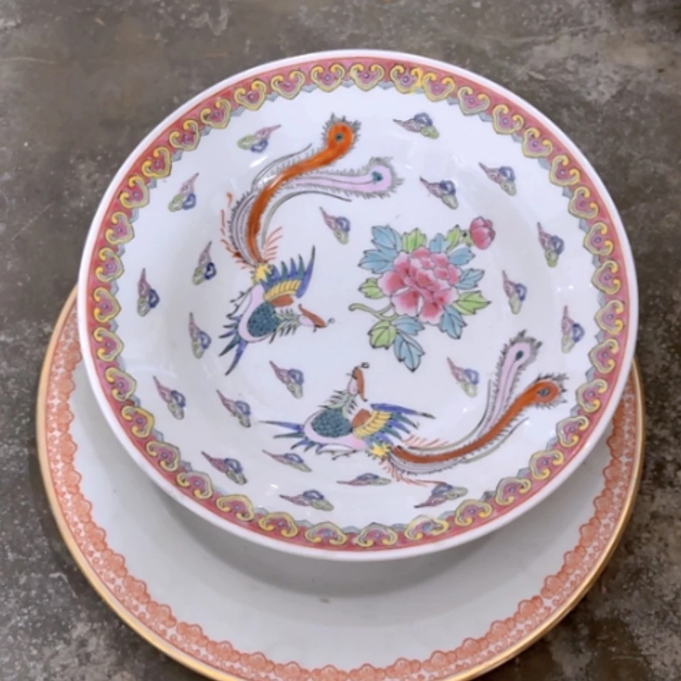 【闪购商品】紫砂盖碗橙盘子2块