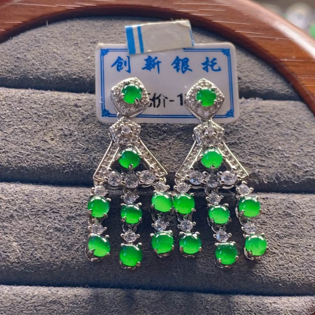 颈饰银S925镶嵌翡翠翡翠耳坠