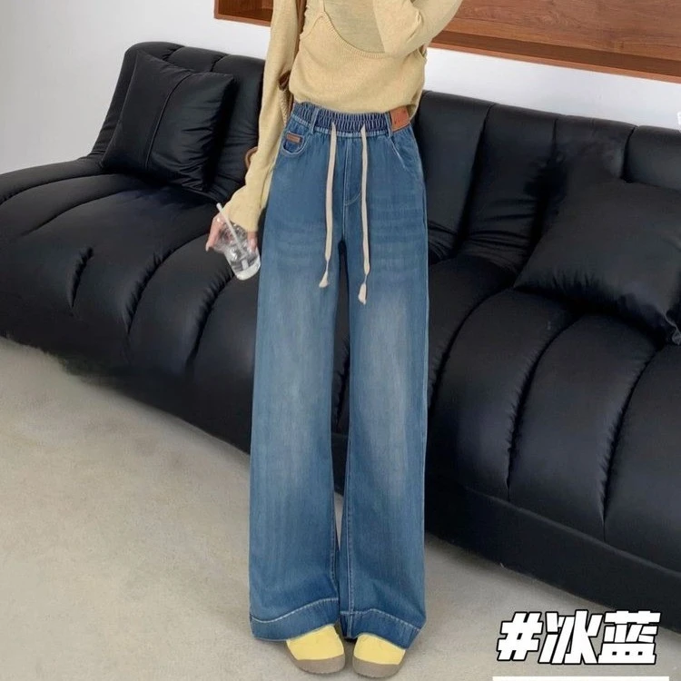 妈妈装高腰牛仔裤女2025春季新款中老年女裤宽松直筒裤长裤