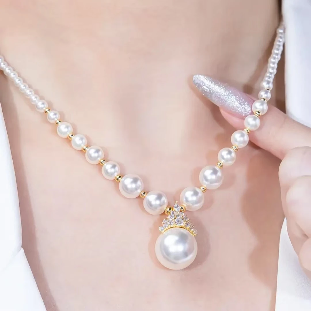 合金仿珍珠项链 法式饰品链子白色百搭混彩日韩气质轻奢精致颈链