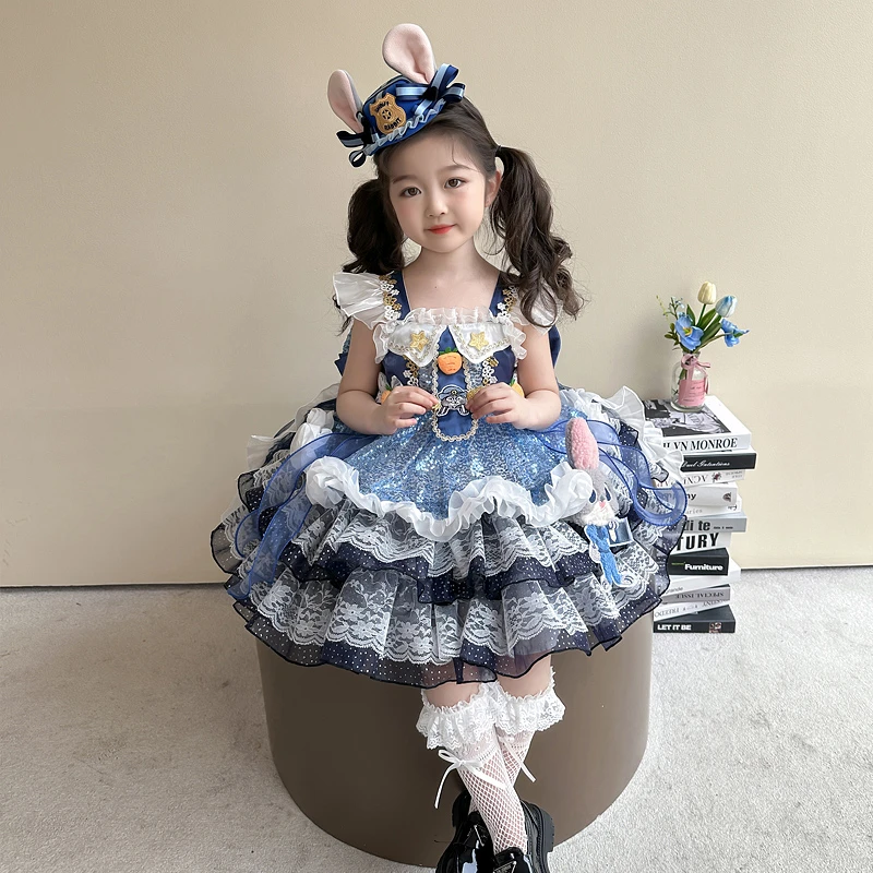 夏季最新款高端定制2025新款兔子朱迪女童洋气洛丽塔连衣裙表演服