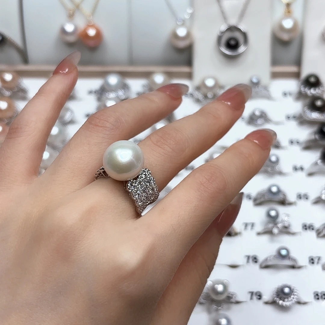 孙***记银S925镶嵌淡水珍珠戒指