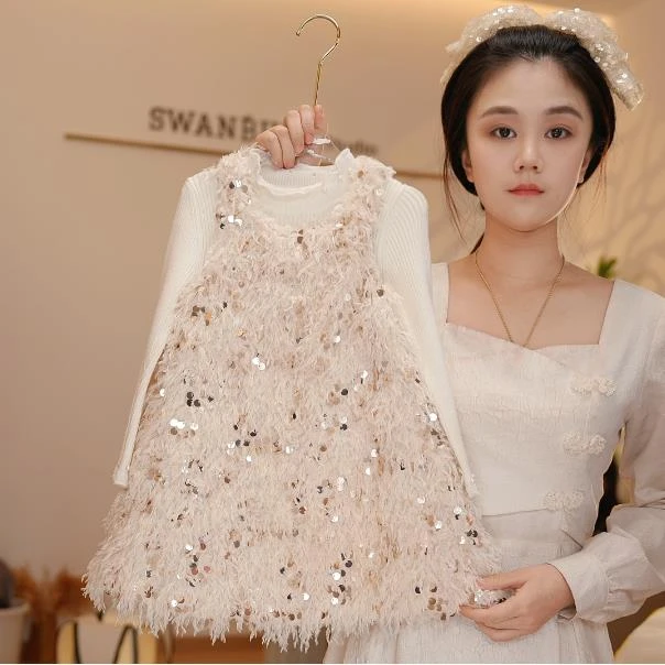 （现货）【Y.z947】2025新款女童洋气礼服重工公主裙针织复古时尚针织