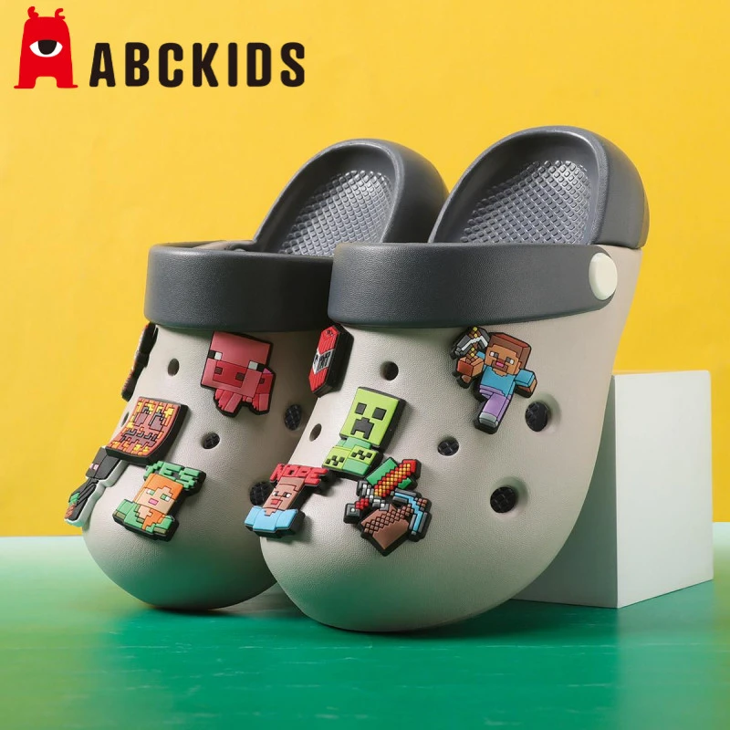 Abckids我的世界儿童男童洞洞鞋夏季防滑卡通软底外穿女孩沙滩鞋