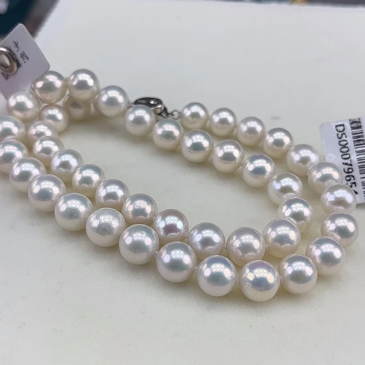 淡水珍珠银S925镶嵌颈饰9-10极光奥绿光高品