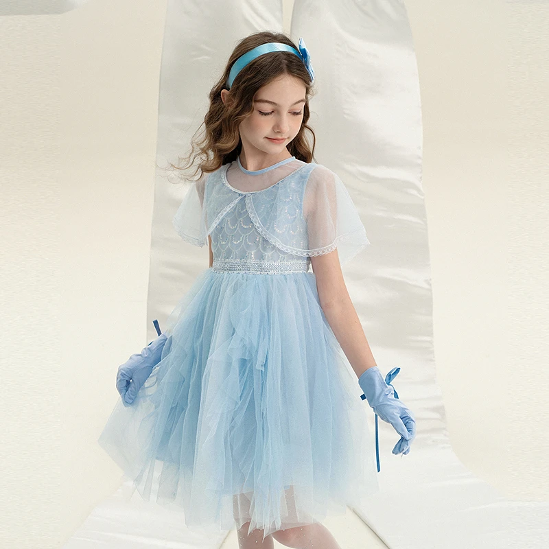 笛莎女童夏季裙子2025新款洋气中大童儿童公主裙礼服裙-93252D803