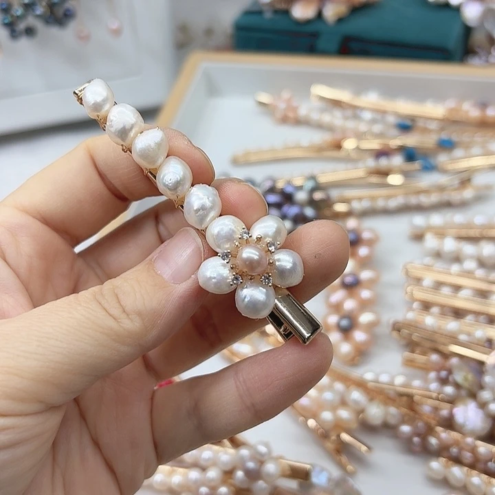 淡水珍珠发饰银S925镶嵌