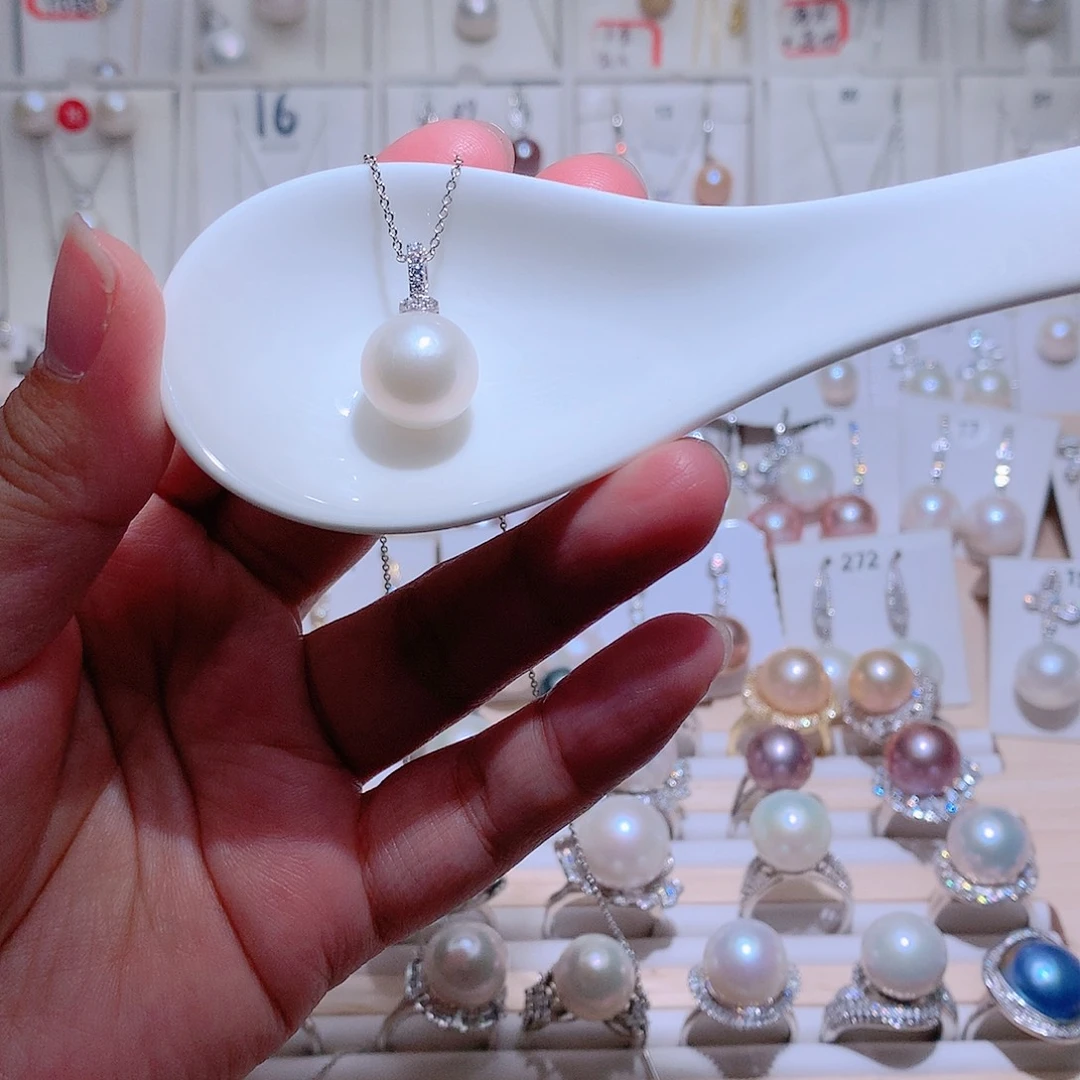 银S925镶嵌淡水珍珠吊坠(赠链)CC13mm