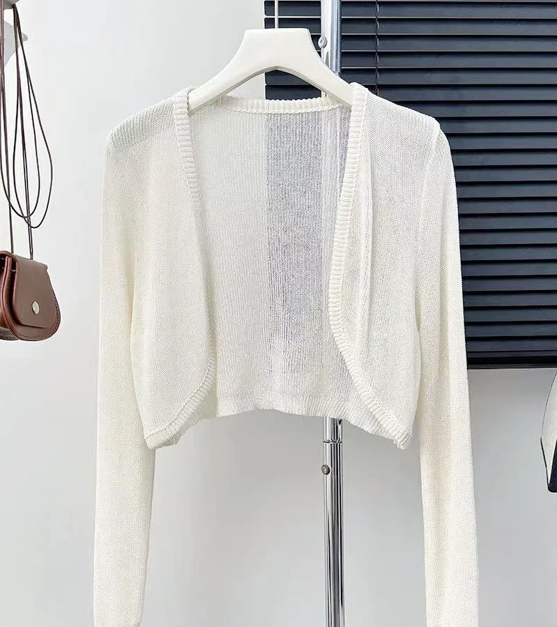 天使密语～冰丝披肩短款长袖小开衫