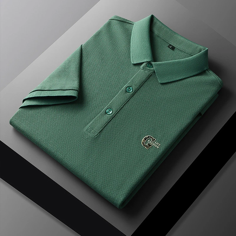 夏季新款100%纯棉男士翻领纯色短袖polo衫商务休闲高档T恤上衣男