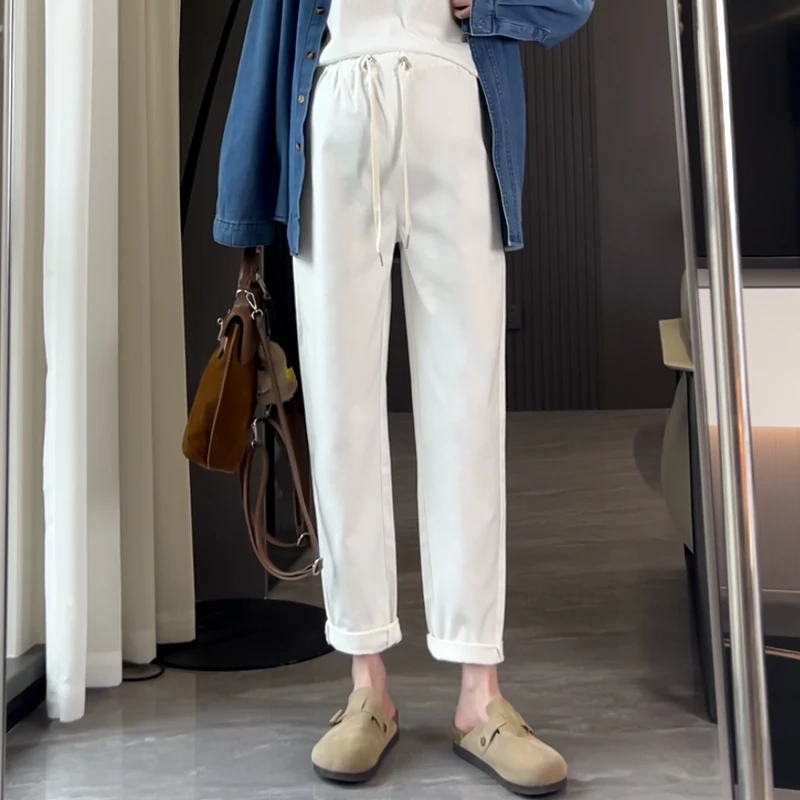 孕妇裤子春季新款外穿无托腹哈伦牛仔裤时尚休闲宽松老爹裤