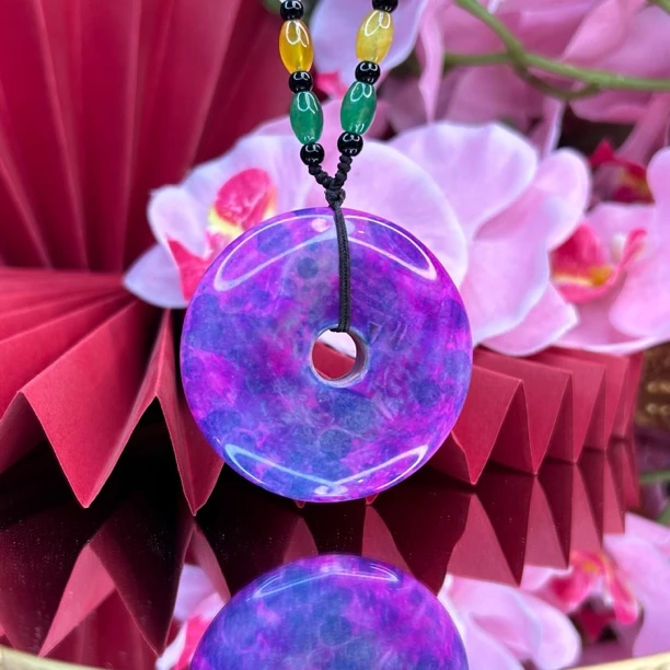 【正品保障】E005双彩满色平安扣项链吊坠时尚饰品类目（多样性发一）