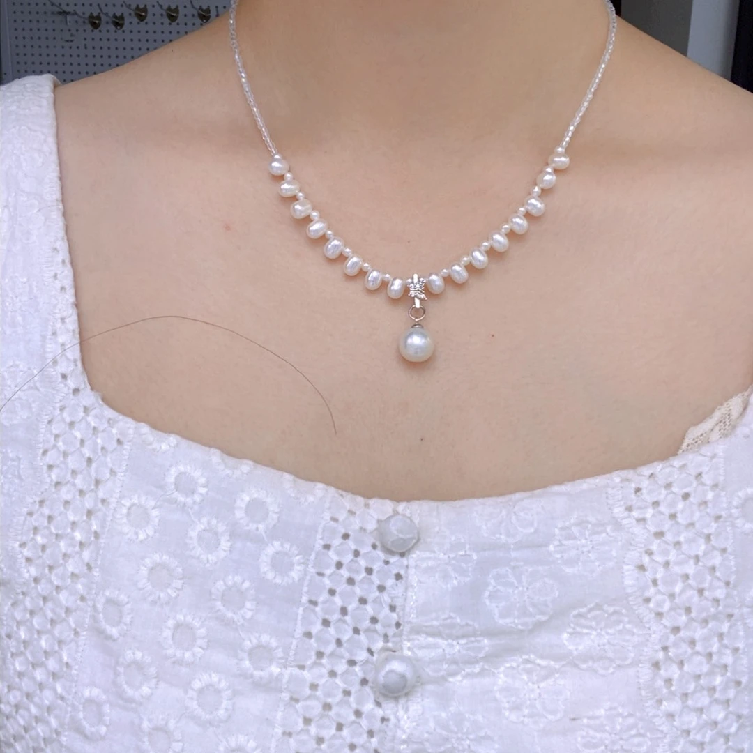 银S925镶嵌淡水珍珠耳饰