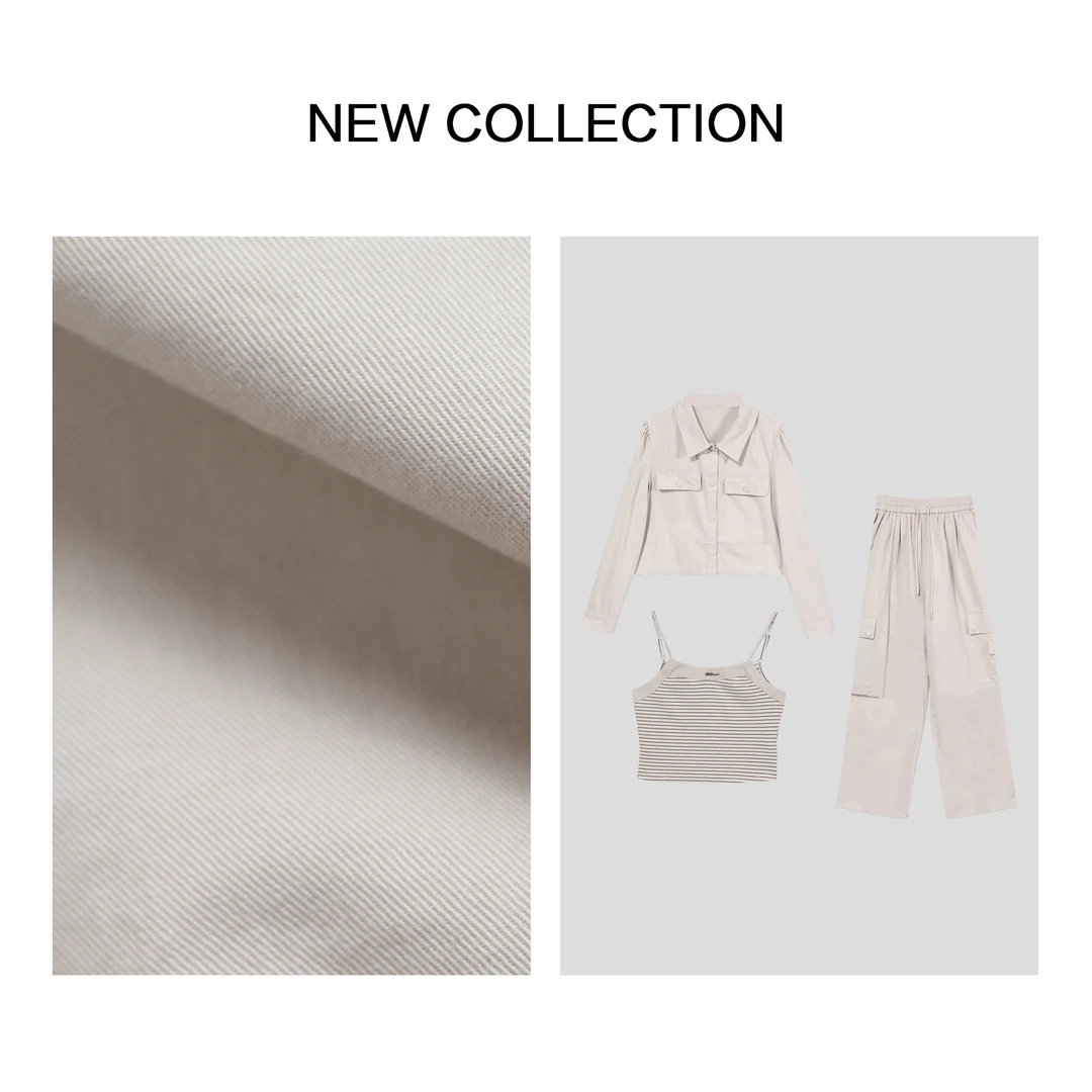 【米说专属】D3F33011B 春季外套+背心+裤子套装