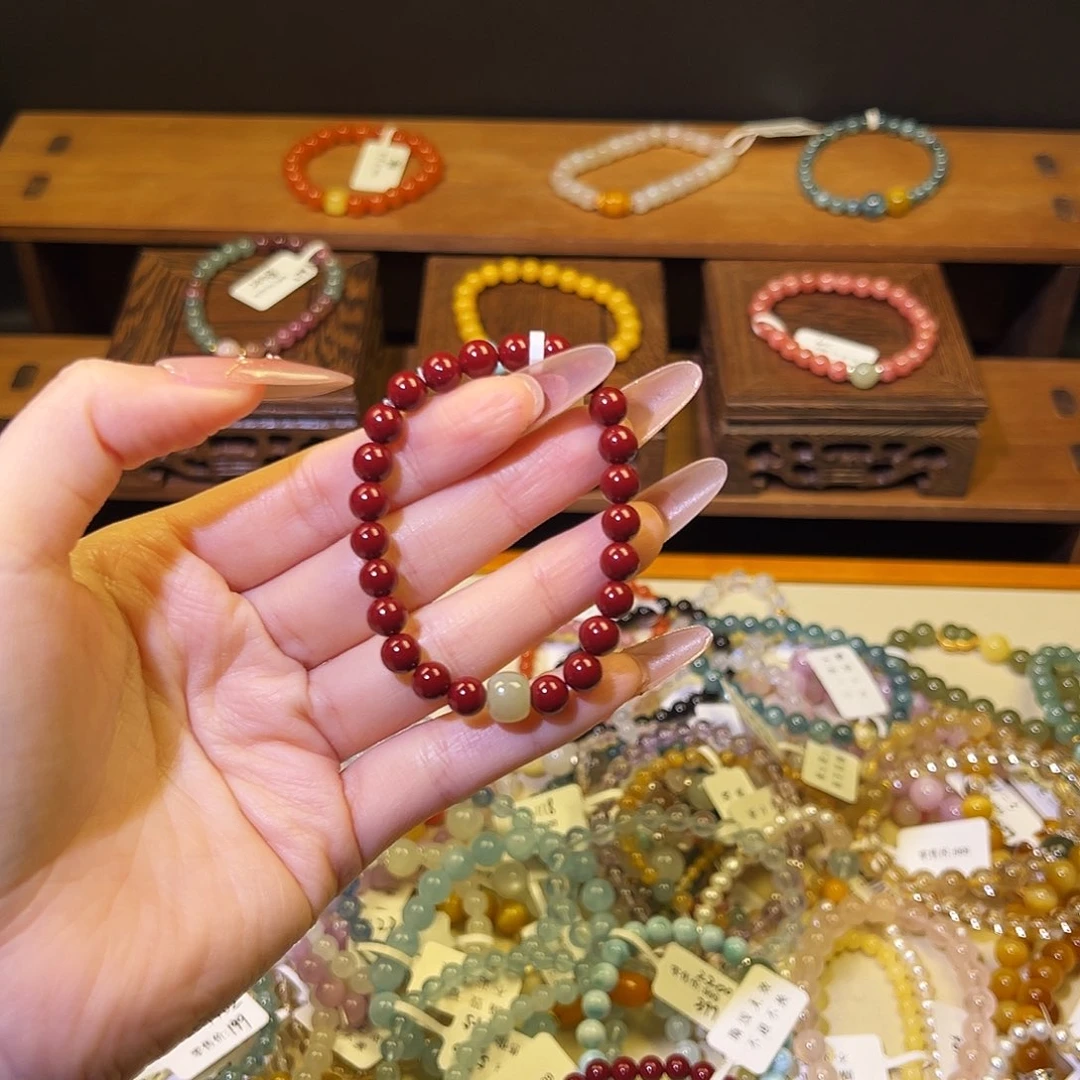 水晶手链银S925镶嵌朱砂2119