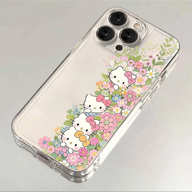 花墙凯蒂猫适用iphone16pro透明15手机壳卡通华为P70vivo小米oppo