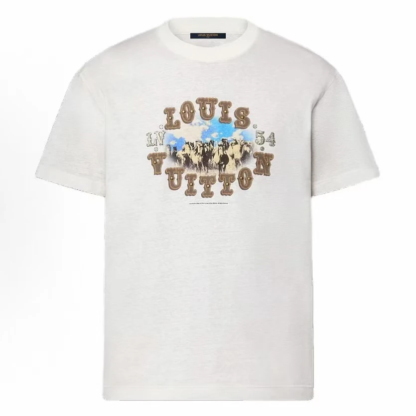 未使用 LouisVuitton/路易威登 西部牛仔烫钻logo短袖 L码 md1808