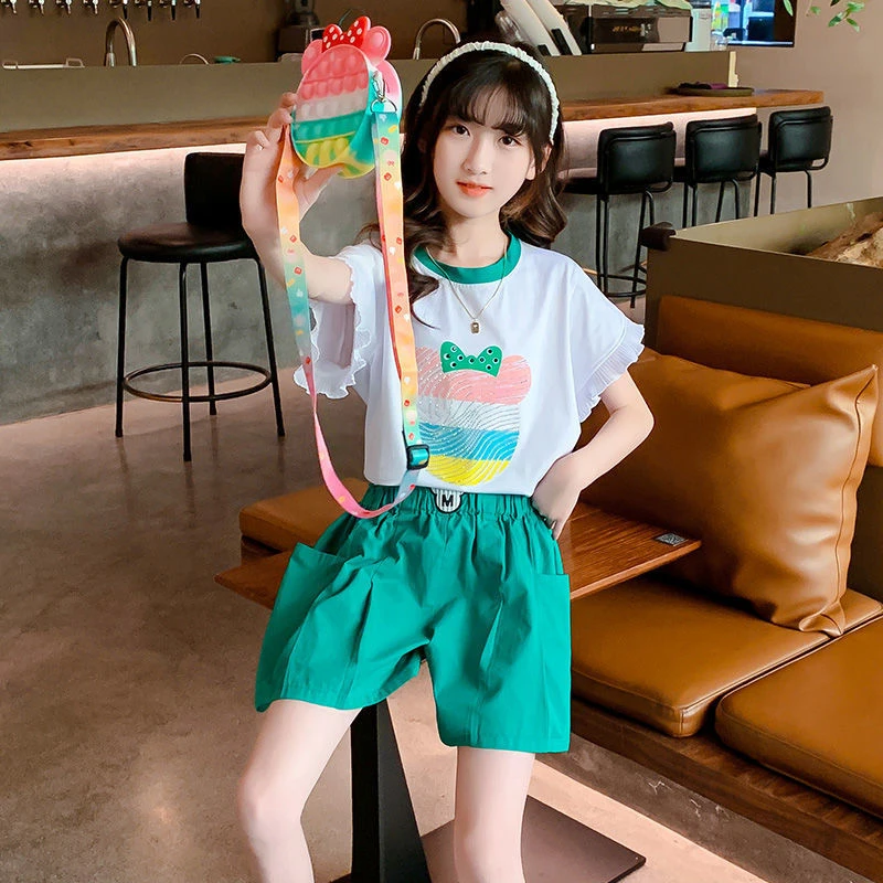 网红洋气两件套时髦新款夏装衣服女童短袖2025女童品质套装儿童