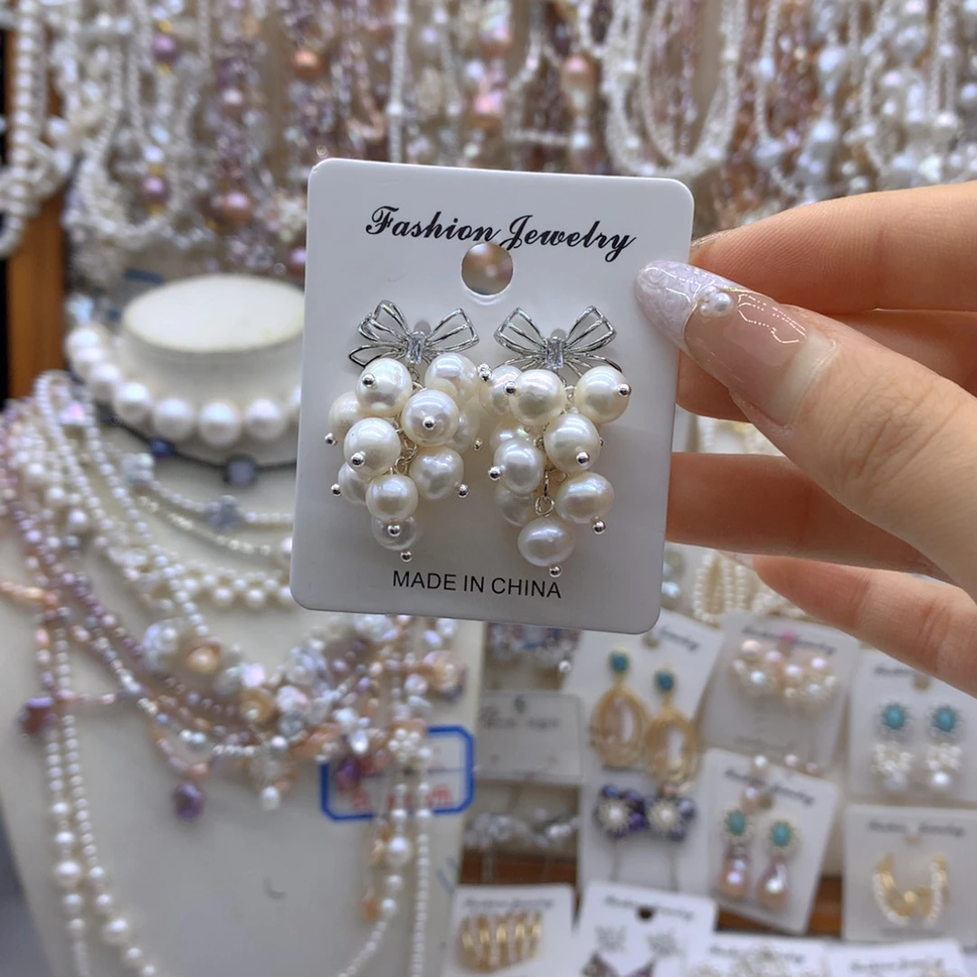 合金淡水珍珠耳饰