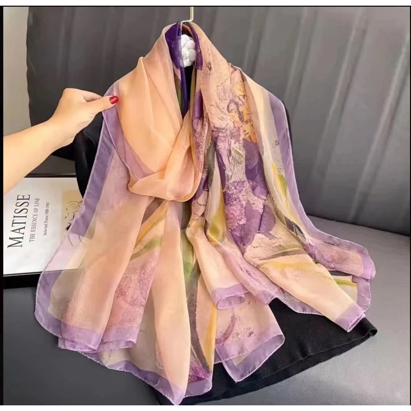 【紫鸢尾】A130*180云锦纱透气百搭优雅时尚高端长巾丝巾