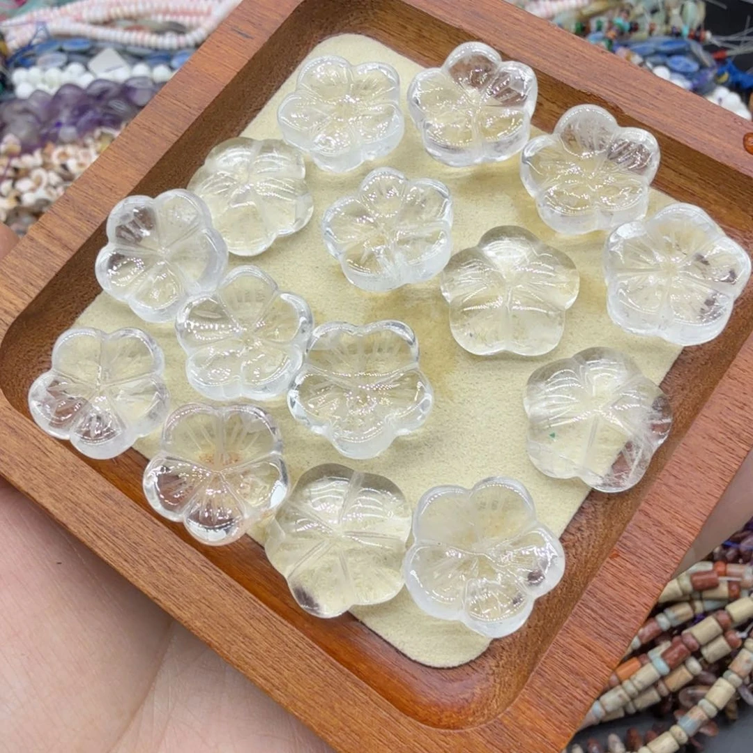 水晶珠宝半成品未镶嵌卡18白水晶花花一颗