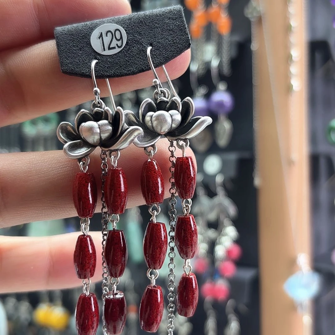 南红玛瑙银S925镶嵌耳饰初*?
