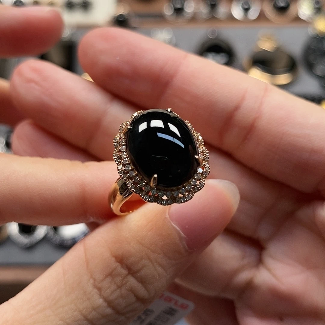 翡翠戒指18K金镶嵌两用款