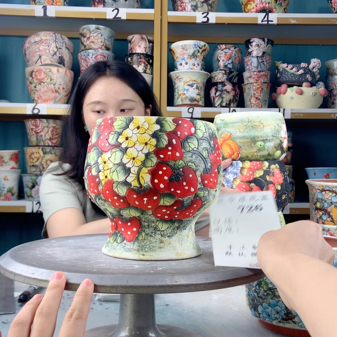 景德镇手工花盆726