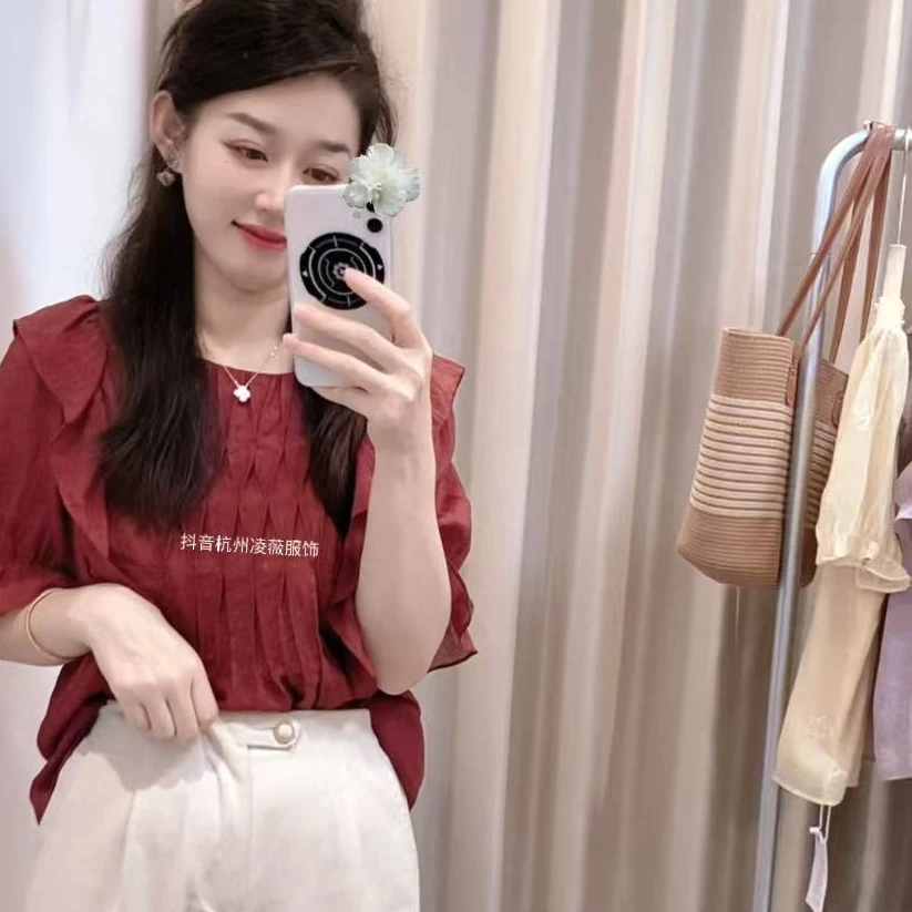 新品百搭褶皱韩系小衫2581