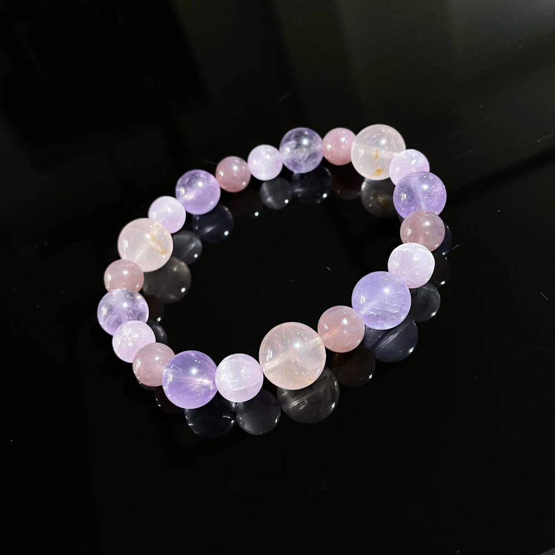 【一帘幽梦】拉丝猫眼紫锂辉紫马粉胶花粉晶多宝手串 KT25061424