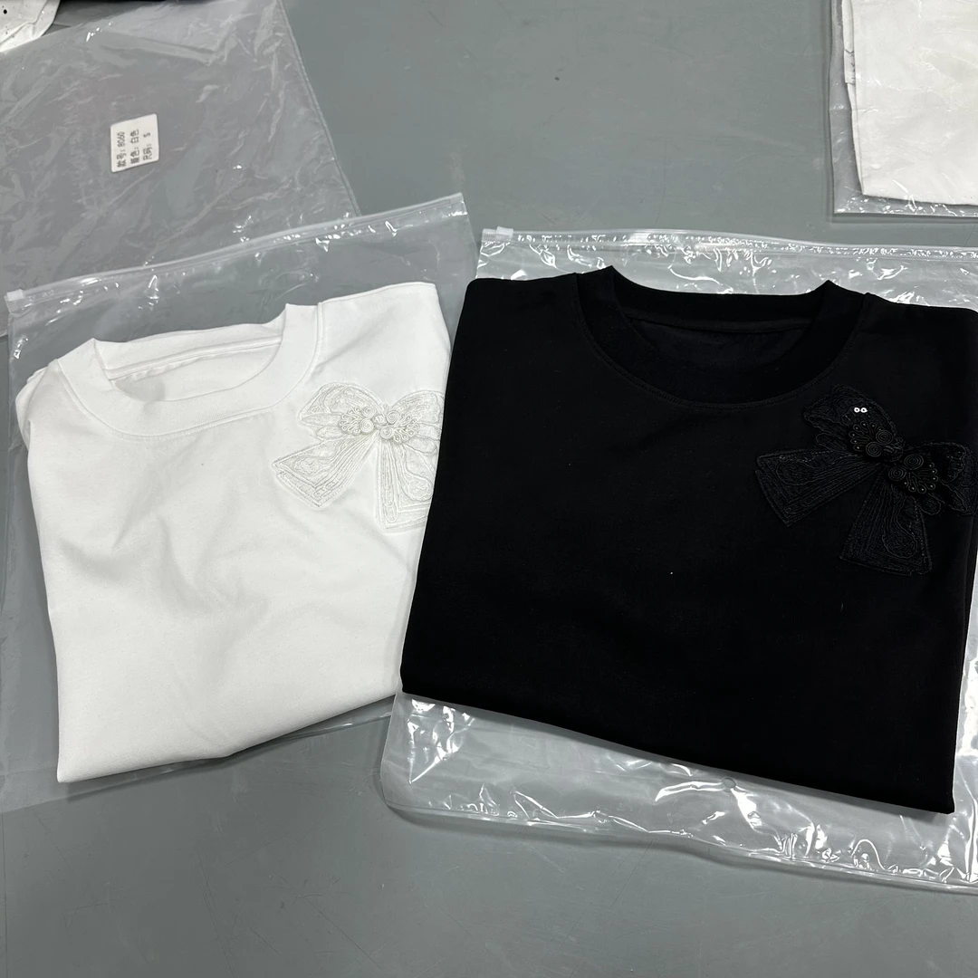 8031蝴蝶结短袖T恤修身圆领百搭