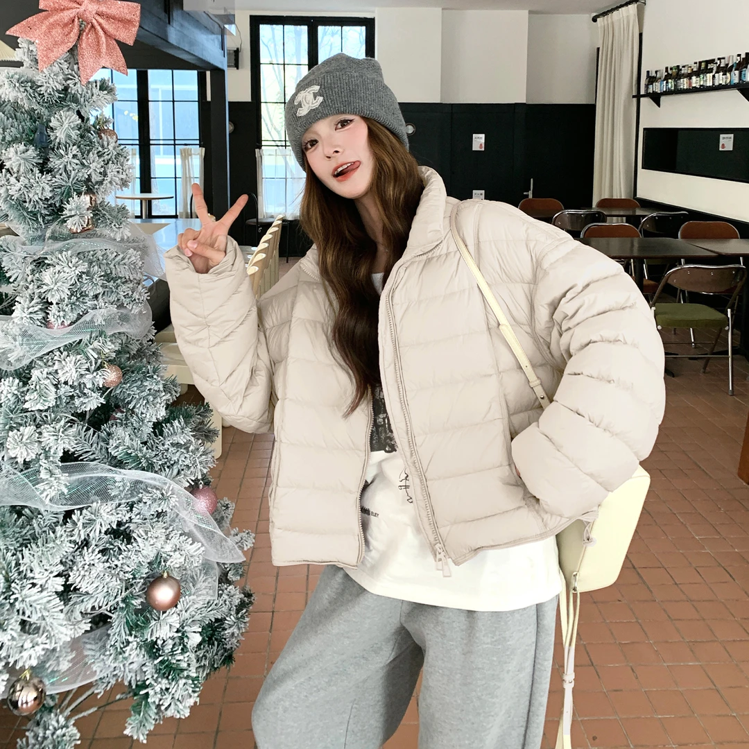 韩系时尚立领短款排骨羽绒服女冬季爆款甜美软糯保暖90白鸭绒外套